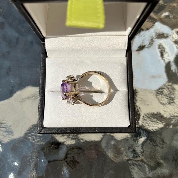 14kt White Gold Diamond Amethyst Ring. Sz 5.5 - Picture 7 of 14